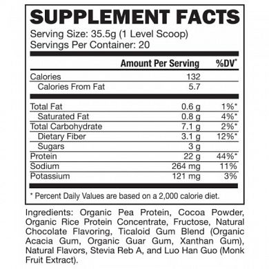 Al Sports Nutrition No Whey! Chocolate Protein nutrition label
