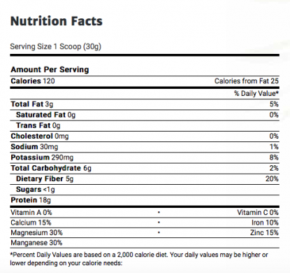 BOKU in the Buff Protein Powder nutrition label 1