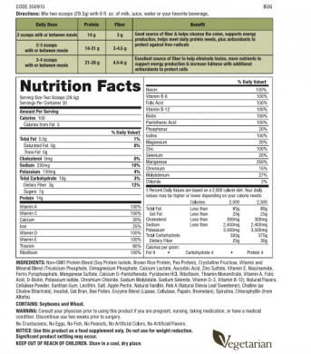 GNCSSMV nutrition label