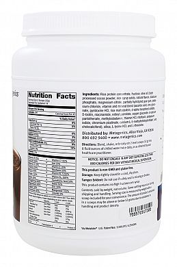 Metagenics Ultrameal Rice Natural Chocolate Flavor nutrition label