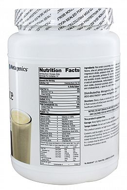 Metagenics Ultrameal Rice Natural Vanilla Flavor nutrition label