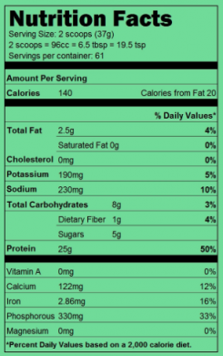 Naked Vanilla Pea Protein Powder nutrition label 2