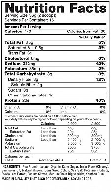 Naturade Pea Protein Vanilla nutrition label