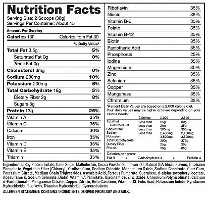 Naturade Total Soy All-Natural Powder – Bavarian Chocolate nutrition label
