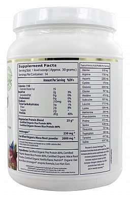 Paradise Herbs & Essentials Maca Up Vanilla nutrition label