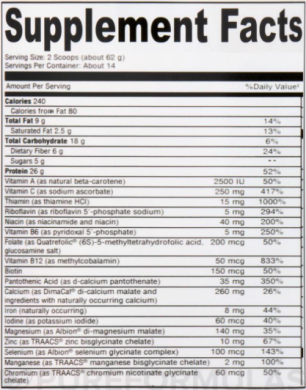 Seeking Health Optimal Detox Protein Powder Chocolate nutrition label