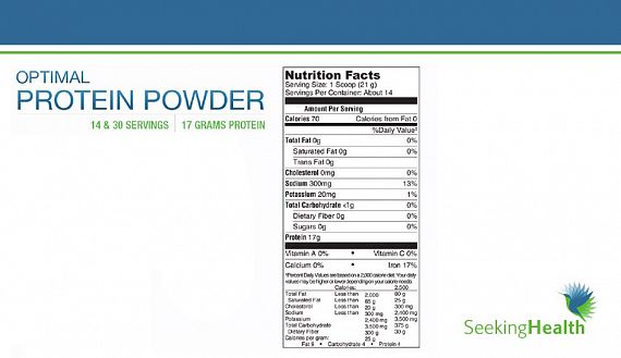 Seeking Health Optimal Detox Protein Powder Vanilla nutrition label