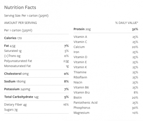 Vega Protein+ Shake Chocolate nutrition label